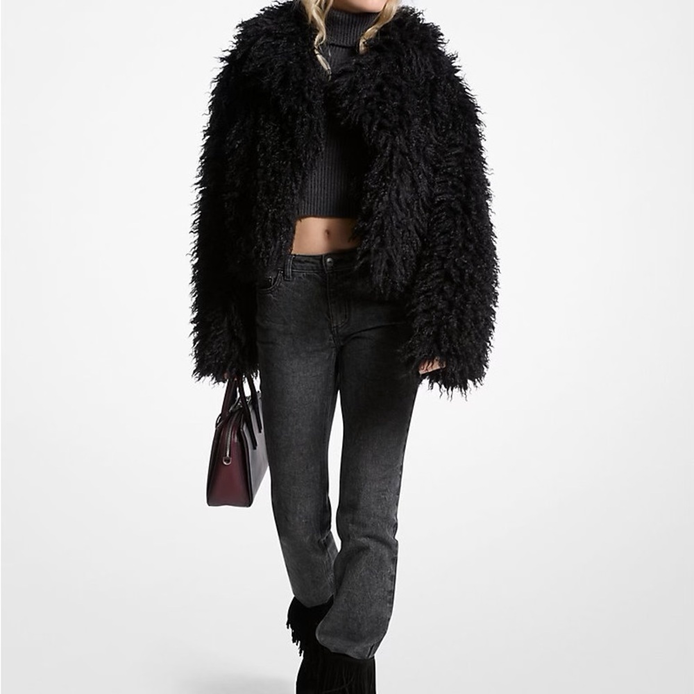 Michael Kors Black Faux Fur Jacket